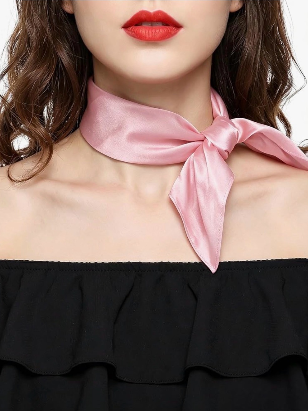 100% Mulberry Silk Scarf - Pink Square Headscarf Bandana Purse Accent